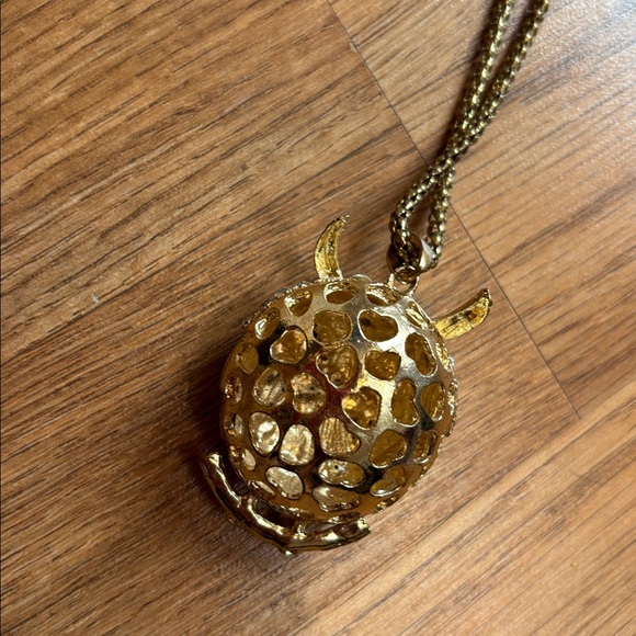 Gold and Blue Owl Pendant Necklace - Picture 6 of 11